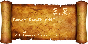 Bencz Renátó névjegykártya